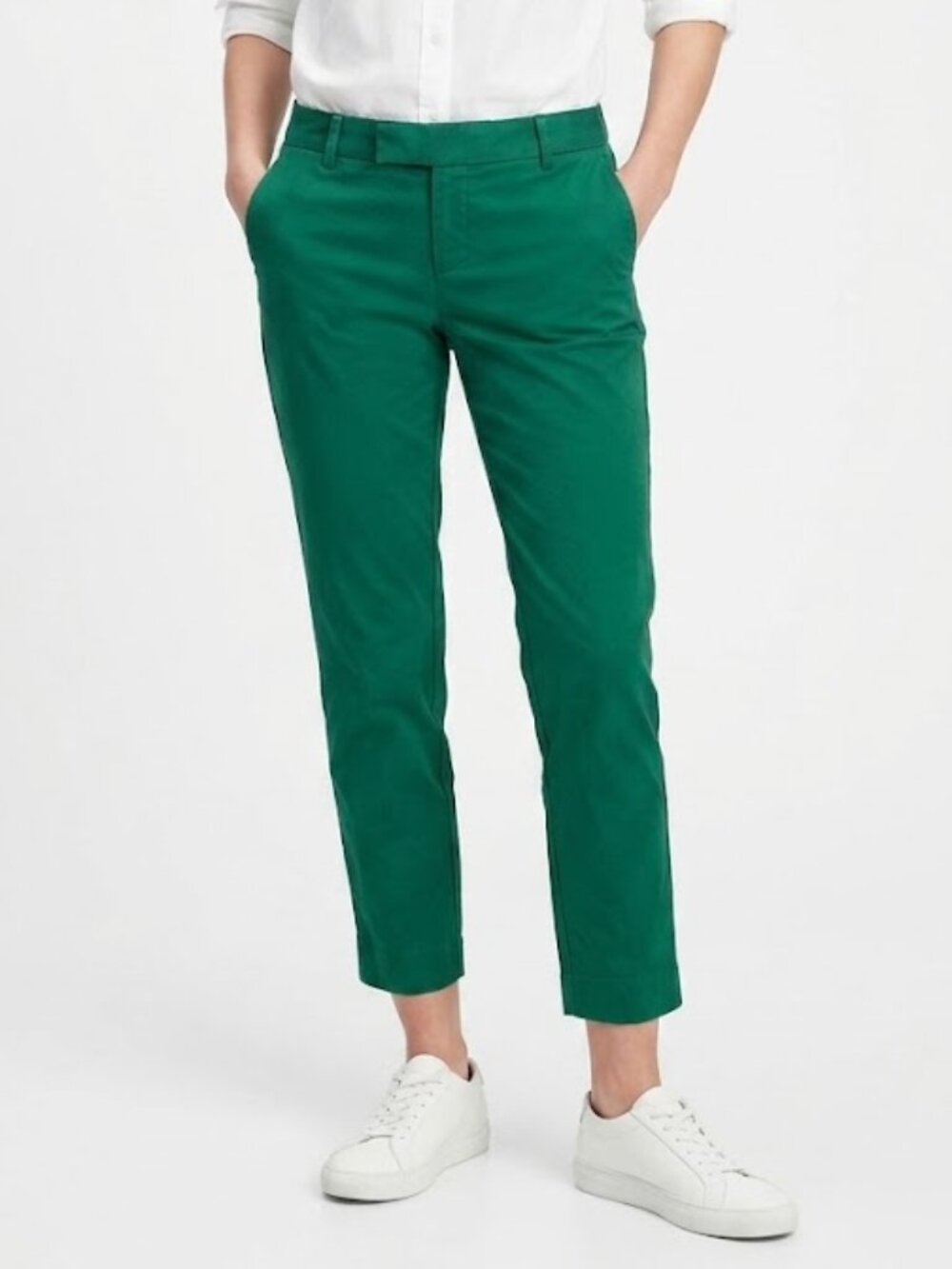 Gap Slim cropped Pants Emerald Green Stretch Chino Size 4